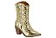 Bota Vizzano Texana Metalizada Salto Alto Com Ziper Bico Fino Dourado - Imagem 1