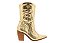 Bota Vizzano Texana Metalizada Salto Alto Com Ziper Bico Fino Dourado - Imagem 3