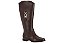 Bota Vizzano Cano Longo Montaria Salto Bloco Com Detalhe Dourado Cacau - Imagem 1