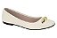 Sapatilha Moleca Bico Redondo Com Detalhe Dourado Branco Off - Imagem 1