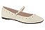 Sapatilha Moleca Boneca Com Fivela Bico Redondo Com Tachas Douradas Branco Off - Imagem 1