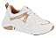 Tenis Modare Conforto Chunky Casual Metalizado Com Cadarço Solado Alto Branco/Dourado - Imagem 1