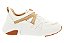 Tenis Modare Conforto Chunky Casual Metalizado Com Cadarço Solado Alto Branco/Dourado - Imagem 3