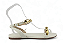 Sandalia Rasteira Maria Isabel Com Tachas Fivela Off White - Imagem 2
