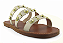 Rasteira Littz Calce Facil 3 Tiras Esfera Metalizada Off White - Imagem 1