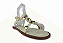 Sandalia Rasteira Littz Fivela Tira Com Tachas Douradas Off White - Imagem 1