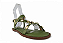 Sandalia Rasteira Littz Fivela Tira Com Tachas Douradas Exercito - Imagem 1