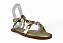 Sandalia Rasteira Littz Fivela Tira Com Tachas Douradas Ouro Light - Imagem 1