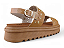 Sandalia Flat Littz Com Fivela 2 Tiras Detalhe Dourado Carvalho - Imagem 4