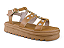 Sandalia Flat Littz Fivela Tiras Tachas Douradas Carvalho - Imagem 1
