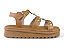 Sandalia Flat Littz Fivela Tiras Tachas Douradas Carvalho - Imagem 2