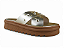 Tamanco Flat Littz Calce Facil Tiras Em X Com Tachas Ouro Light - Imagem 1