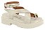 Sandalia Vizzano Flat Tratorada Com Detalhe Dourado Amarração Branco Off - Imagem 1