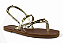 Rasteira Littz Fivela Metalizada Tira Com Tachas Ouro Light - Imagem 1