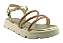 Sandalia Flat Fuffy Fivela Metalizada Tiras Com Strass Ouro Light - Imagem 1