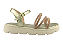 Sandalia Flat Fuffy Fivela Metalizada Tiras Com Strass Ouro Light - Imagem 2