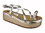Sandalia Flat Flor De Lis Fivela Metalizada Com Adorno Prata - Imagem 1