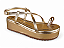 Sandalia Flat Flor De Lis Fivela Metalizada Com Adorno Ouro Light - Imagem 1