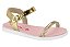 Sandalia Infantil Molekinha Tira Metalizada Tira Com Fivela Dourado - Imagem 1
