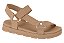 Sandália Flat Moleca Tiras De Tecido Fechamento Em Velcro Nude - Imagem 1