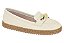 Sapatilha Moleca Bico Redondo Com Detalhe Dourado Branco Off - Imagem 1