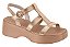 Sandália Flat Moleca Com Tiras Frontal E Fivela Metalizada Ouro Rosado/Nude - Imagem 1