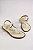 Sandália Feminina Littz Rasteira Tira Com Spikes E Fivela Off White/Ouro - Imagem 1