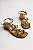 Sandalia Com Salto Bloco Tira Com Tachas Bronze - Imagem 1