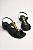 Sandalia Com Salto Bloco Tira Com Tachas Douradas Preto - Imagem 1