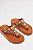 Chinelo Petite Jolie Rasteira Com Detalhes Dourados E Solado Confortável  Doce De Leite - Imagem 1