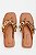 Chinelo Petite Jolie Flatform Bico Quadrado Correia Com Corrente Doce De Leite - Imagem 4