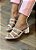 Tamanco Addan Feminino Com Salto Médio E Detalhes Em Tachas Douradas Branco - Imagem 2
