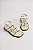 Sandália Rasteira Littz Com Tachas Douradas E Prateadas Confortável E Estilosa   Off White - Imagem 1