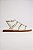 Sandália Rasteira Littz Com Tachas Douradas E Prateadas Confortável E Estilosa   Off White - Imagem 4