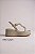 Sandalia Anabela Plataforma Tira Com Adorno Off White Linho - Imagem 4