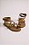 Sandália Rasteira Feminina  Com Tiras Cruzadas E Aplicações Douradas Caramelo Linho - Imagem 1