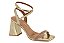 Sandália De Salto Vizzano Com Tiras Cruzadas E Salto Bloco Bege/Dourado - Imagem 1