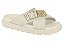 Sandalia Slide Vizzano Com Tiras Cruzadas E Detalhe Metalizado Branco Off - Imagem 1