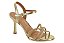 Sandália Vizzano Feminina De Salto Alto Com Tiras Finas Dourado/Bege - Imagem 1