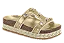 Birken Beira Rio Feminina Plataforma Com Pedrarias Dourado - Imagem 1