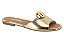 Sandalia Rasteira Feminina Com Partes Metálica Dourado - Imagem 1