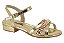 Sandália Infantil Com Pedrarias E Salto Baixo Dourado - Imagem 1