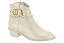 Bota Moleca Cano Curto Fivela Dourada Aplicação De Tachas Branco Off - Imagem 1