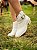 Bota Moleca Cano Curto Fivela Dourada Aplicação De Tachas Branco Off - Imagem 2