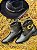 Bota Moleca Cano Curto Fivela Dourada Aplicação De Tachas Preto - Imagem 2