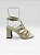 Sandália Feminina De Salto Bloco Com Tiras E Aplicações Off White - Imagem 2