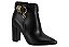 Bota Vizzano Cano Curto Com Salto Alto Bloco E Detalhe Dourado Preto - Imagem 1