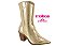 Bota Moleca Cano Médio Salto Bloco Bico Fino com Detalhe Metalizada Dourado - Imagem 1