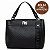 Bolsa De Mão Estruturada Rafitthy Com Estampa Monograma Logotipo Prateado Preto - Imagem 1