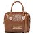 Bolsa Rafitthy De Mão Feminina Com Textura Alças Duplas E Plaqueta Metalizada Nogueira - Imagem 1